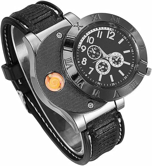 Military USB Lighter Watch for Men – Windproof, Rechargeable & Stylish Gift