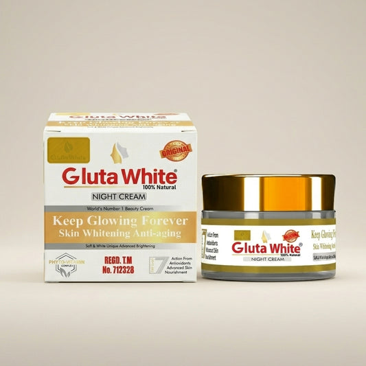 Gluta White® Night Cream, a glutathione night cream for skin brightening; nourishes and rejuvenates skin overnight.