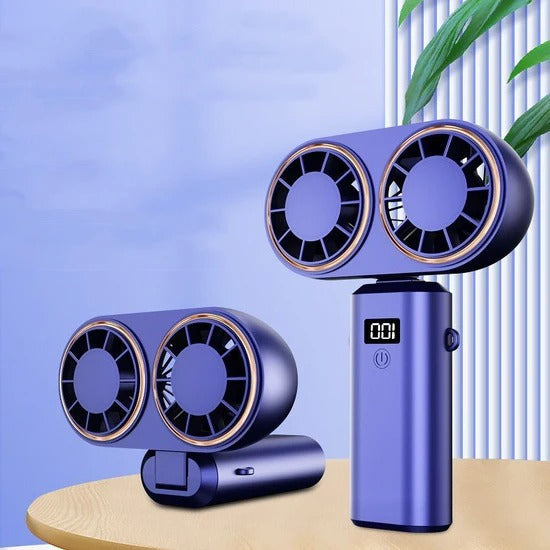 USB Handheld Mini Fan – Foldable, Portable & Neck Hanging with 5-Speed & Display Screen 💨✨