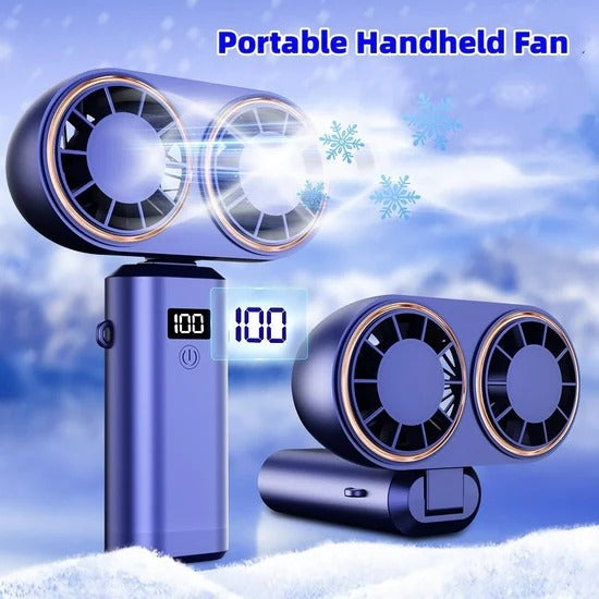 USB Handheld Mini Fan – Foldable, Portable & Neck Hanging with 5-Speed & Display Screen 💨✨
