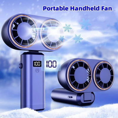 USB Handheld Mini Fan – Foldable, Portable & Neck Hanging with 5-Speed & Display Screen 💨✨