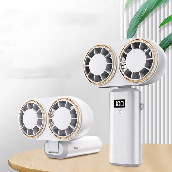 USB Handheld Mini Fan – Foldable, Portable & Neck Hanging with 5-Speed & Display Screen 💨✨