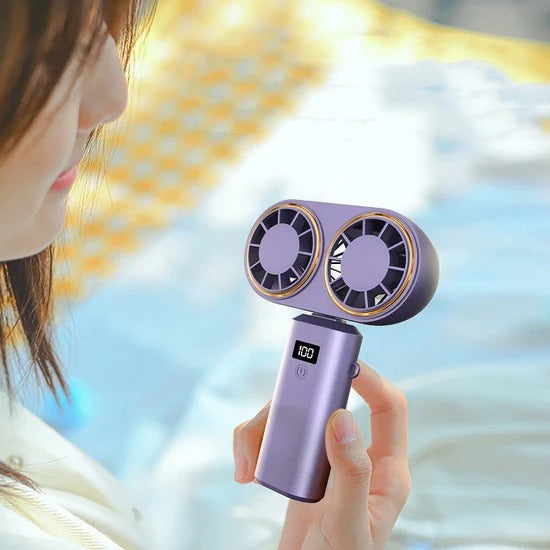 USB Handheld Mini Fan – Foldable, Portable & Neck Hanging with 5-Speed & Display Screen 💨✨