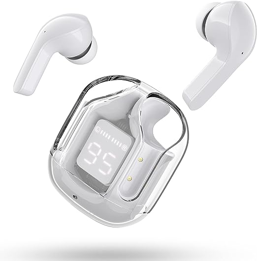 T6 Crystal Wireless Earphones | Smart Touch Control & LED Display